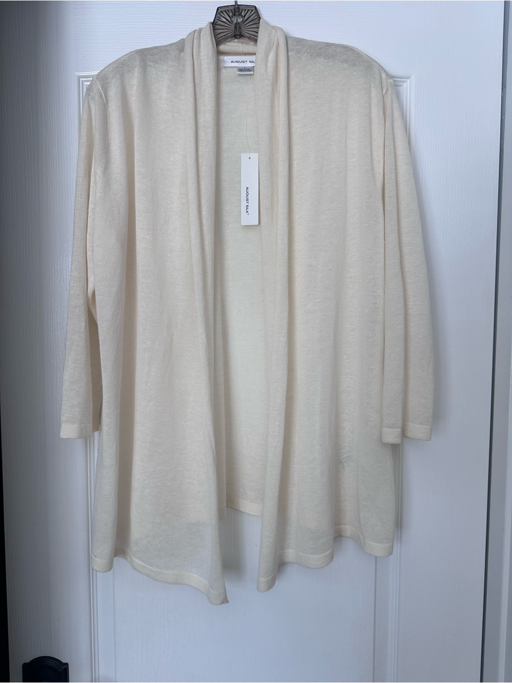 August Silk Soft Cream Open Drape Cardigan
